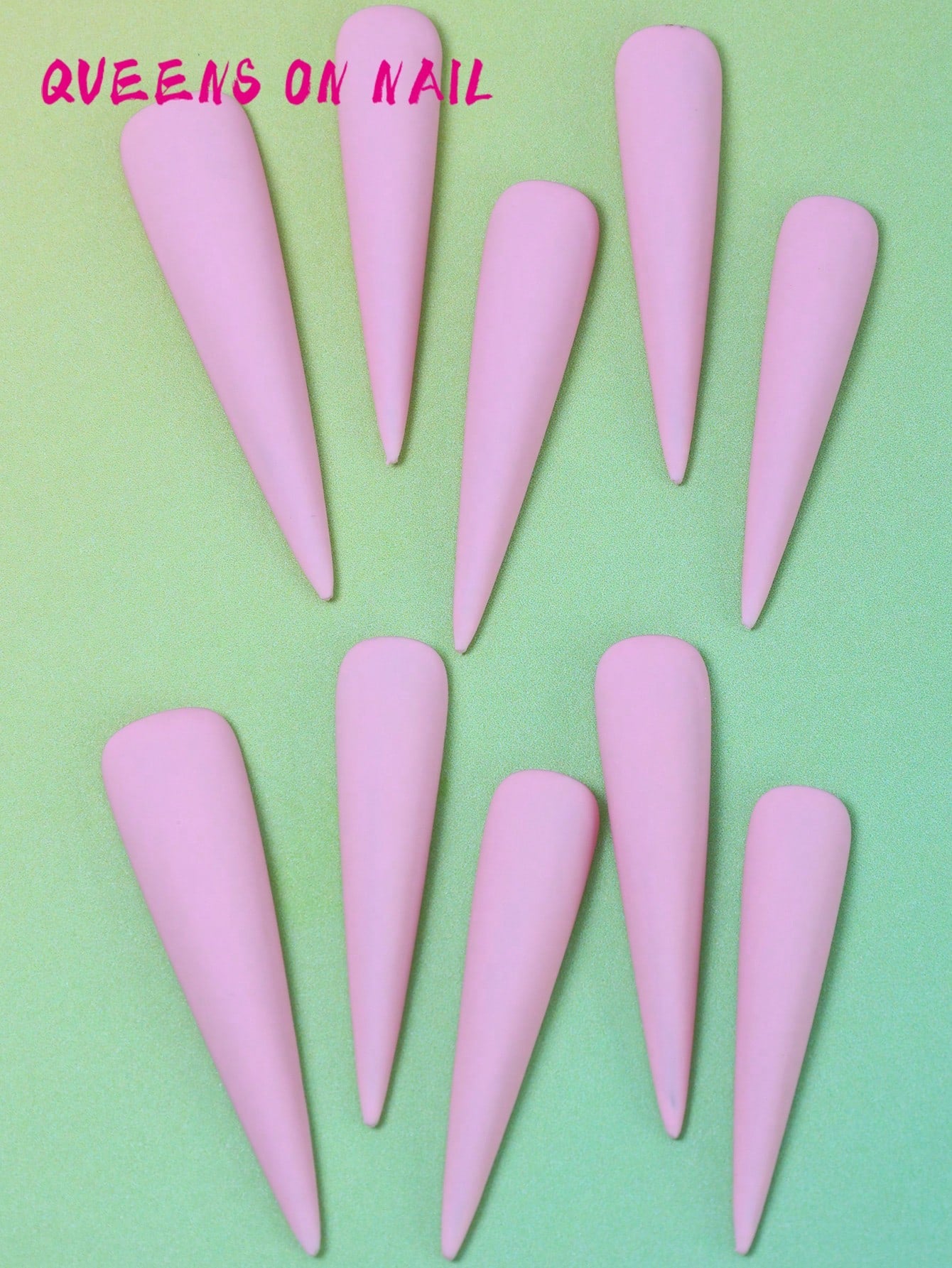 10 Pcs Handmade Press on Nail Pink Fake Nails