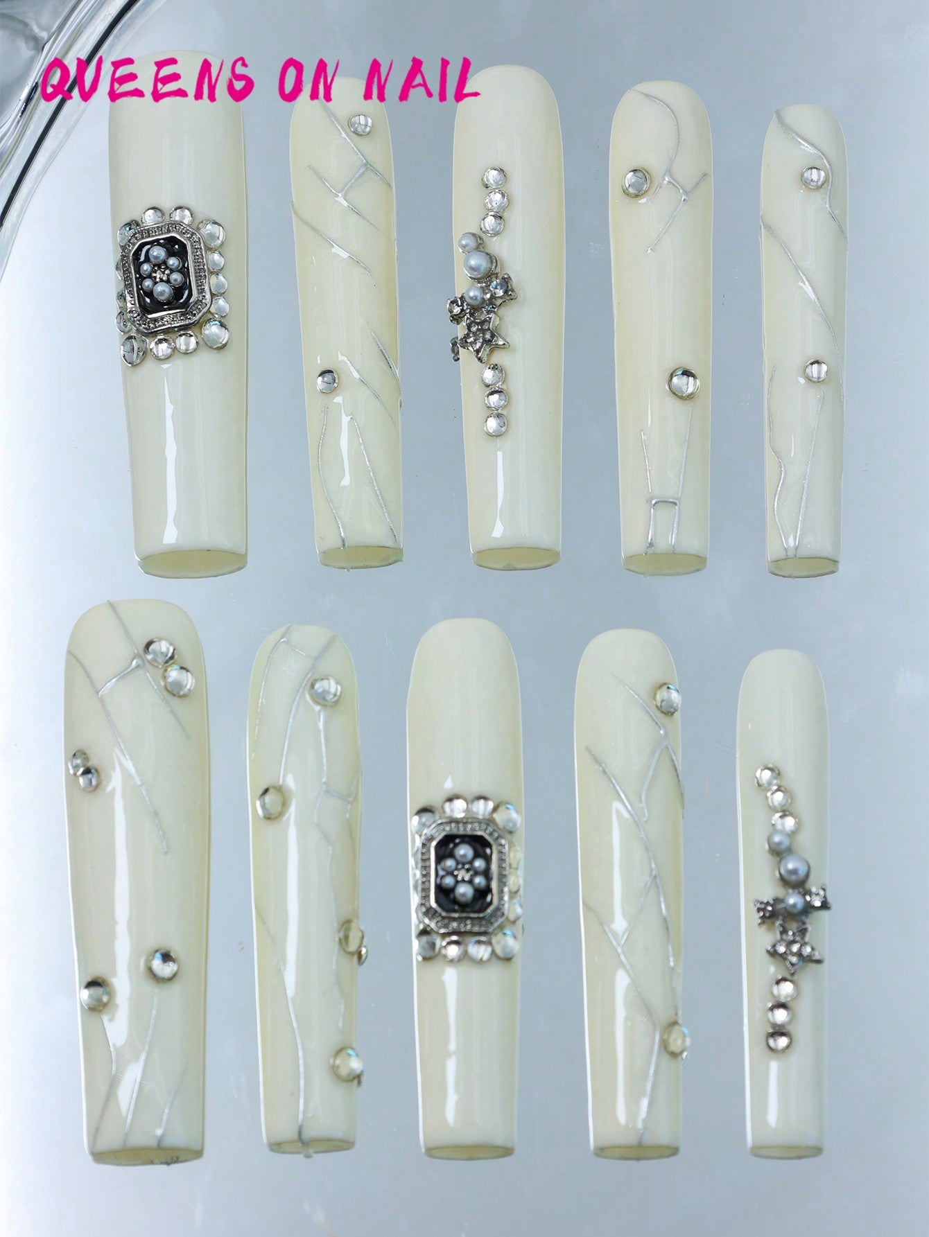 10pcs Handmade Press On Nail white Fake Nails
