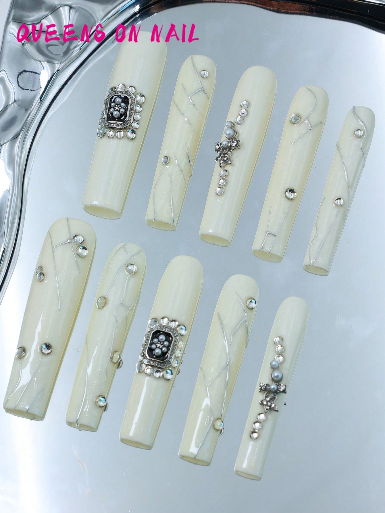 10pcs Handmade Press On Nail white Fake Nails