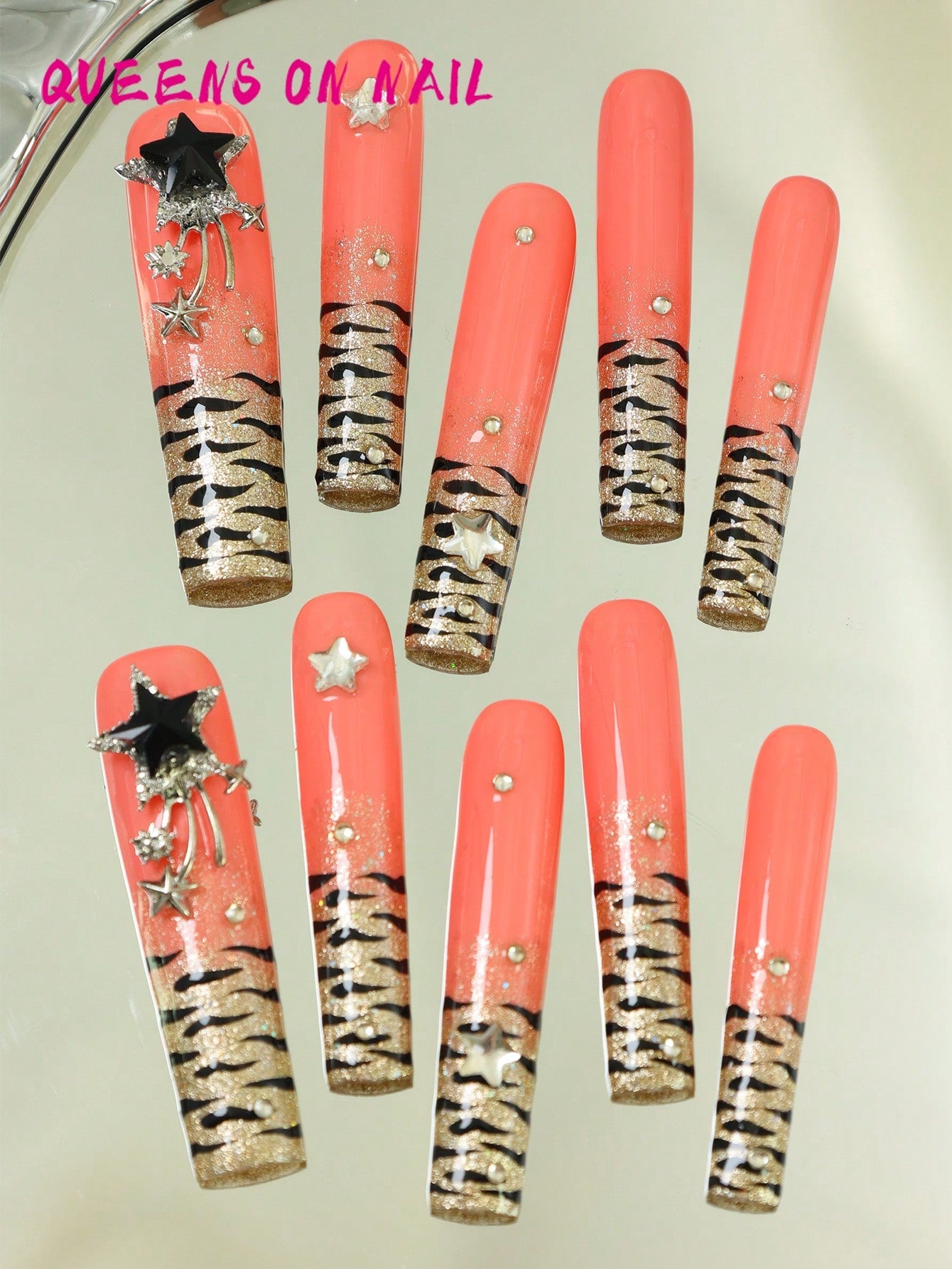 10pcs Handmade Press On Nail leopard print Fake Nails