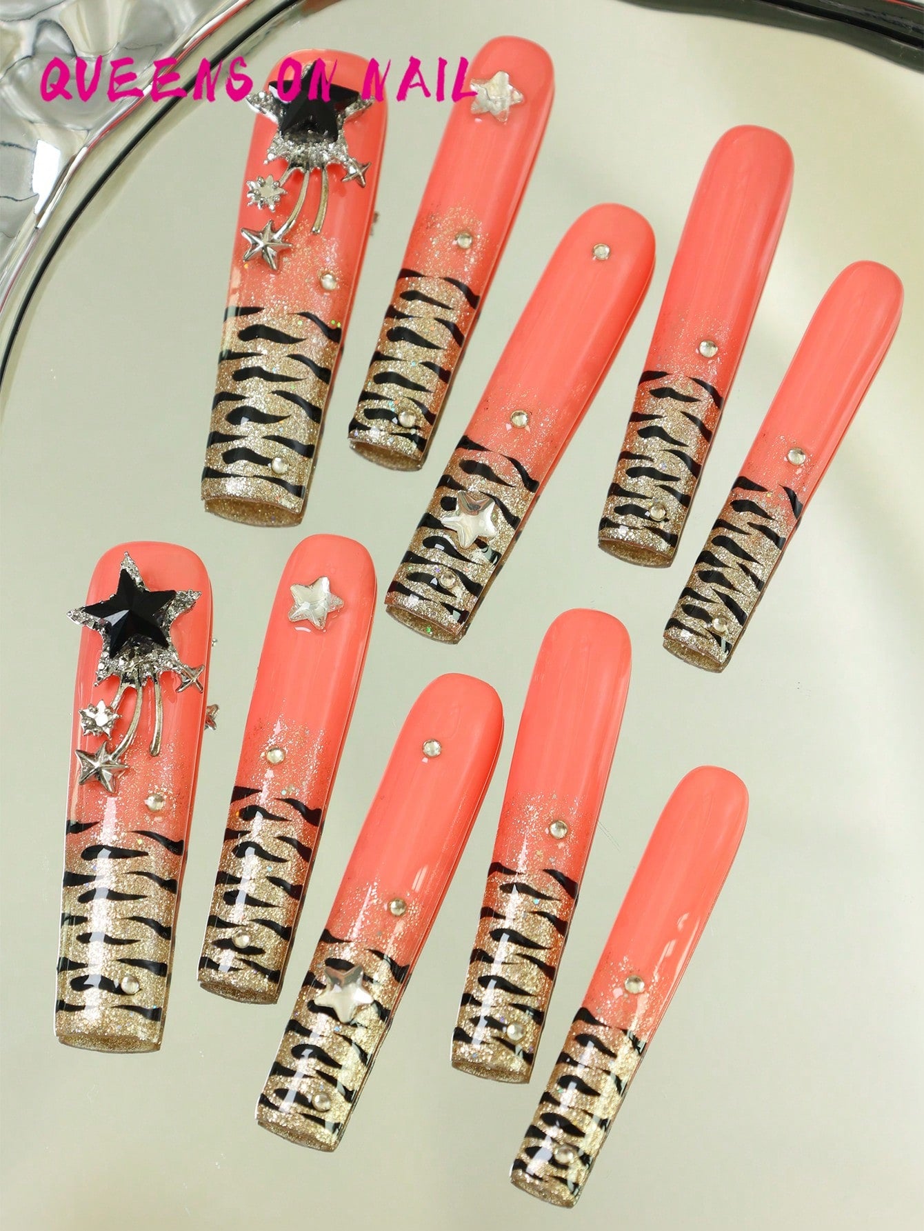 10pcs Handmade Press On Nail leopard print Fake Nails