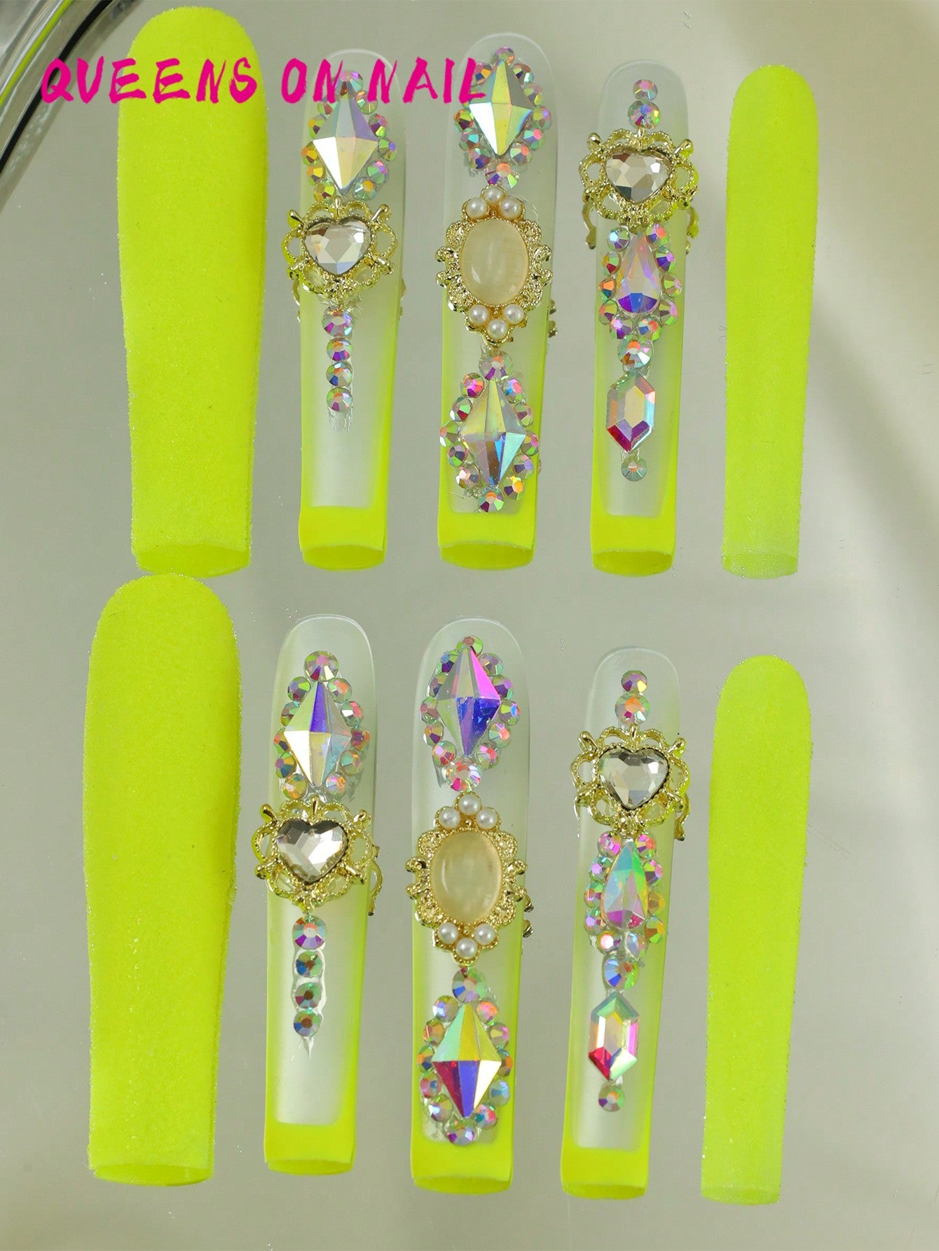 10pcs Handmade Press On Nail Yellow Fake Nails