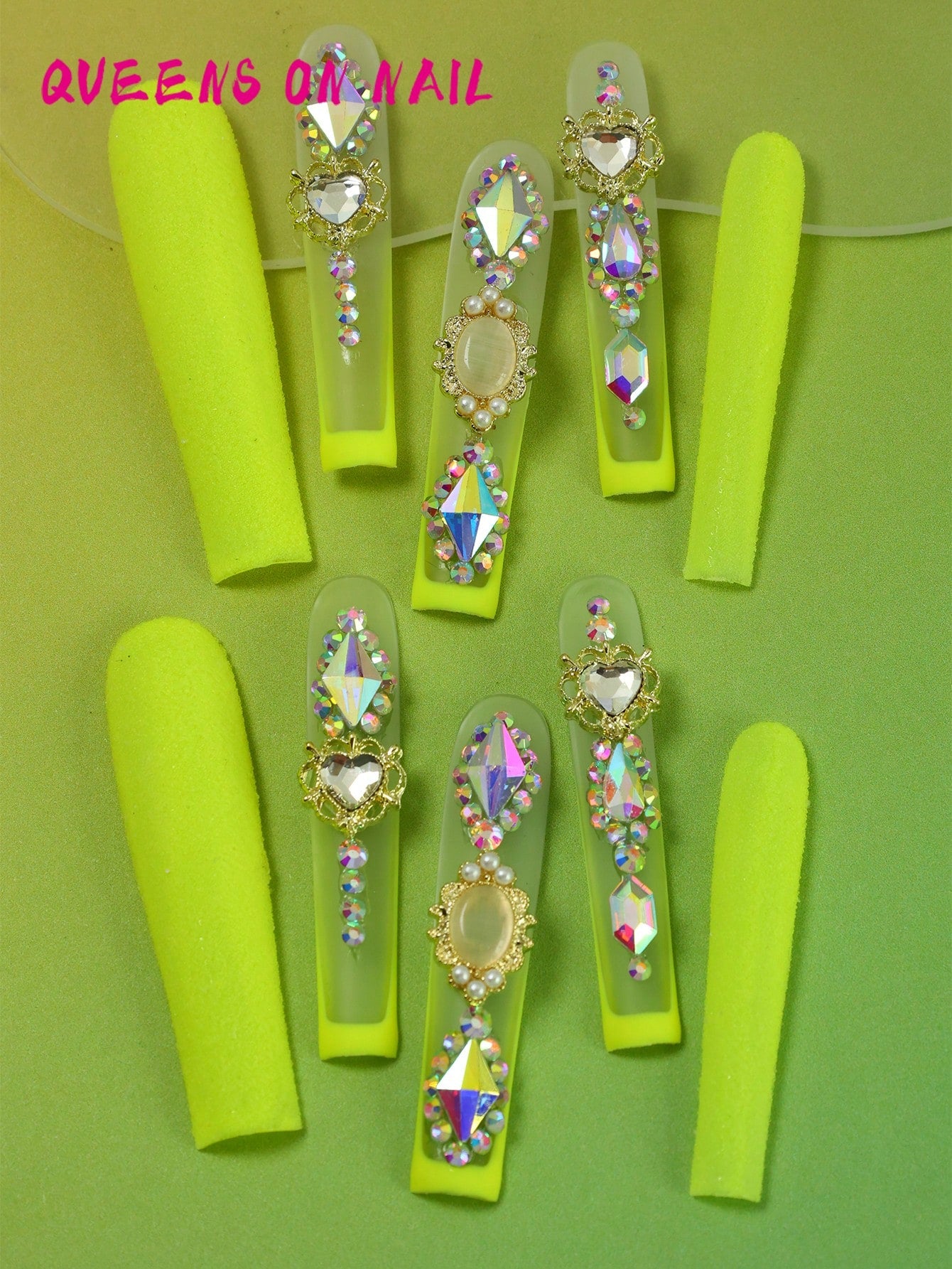 10pcs Handmade Press On Nail Yellow Fake Nails