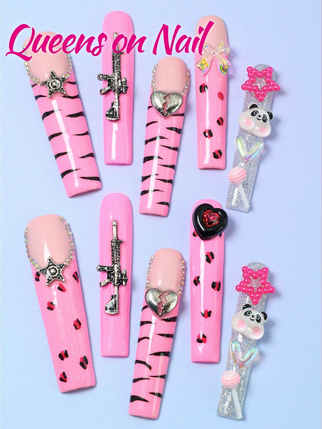 10pcs Handmade Pressed on Fake Nails Y2K