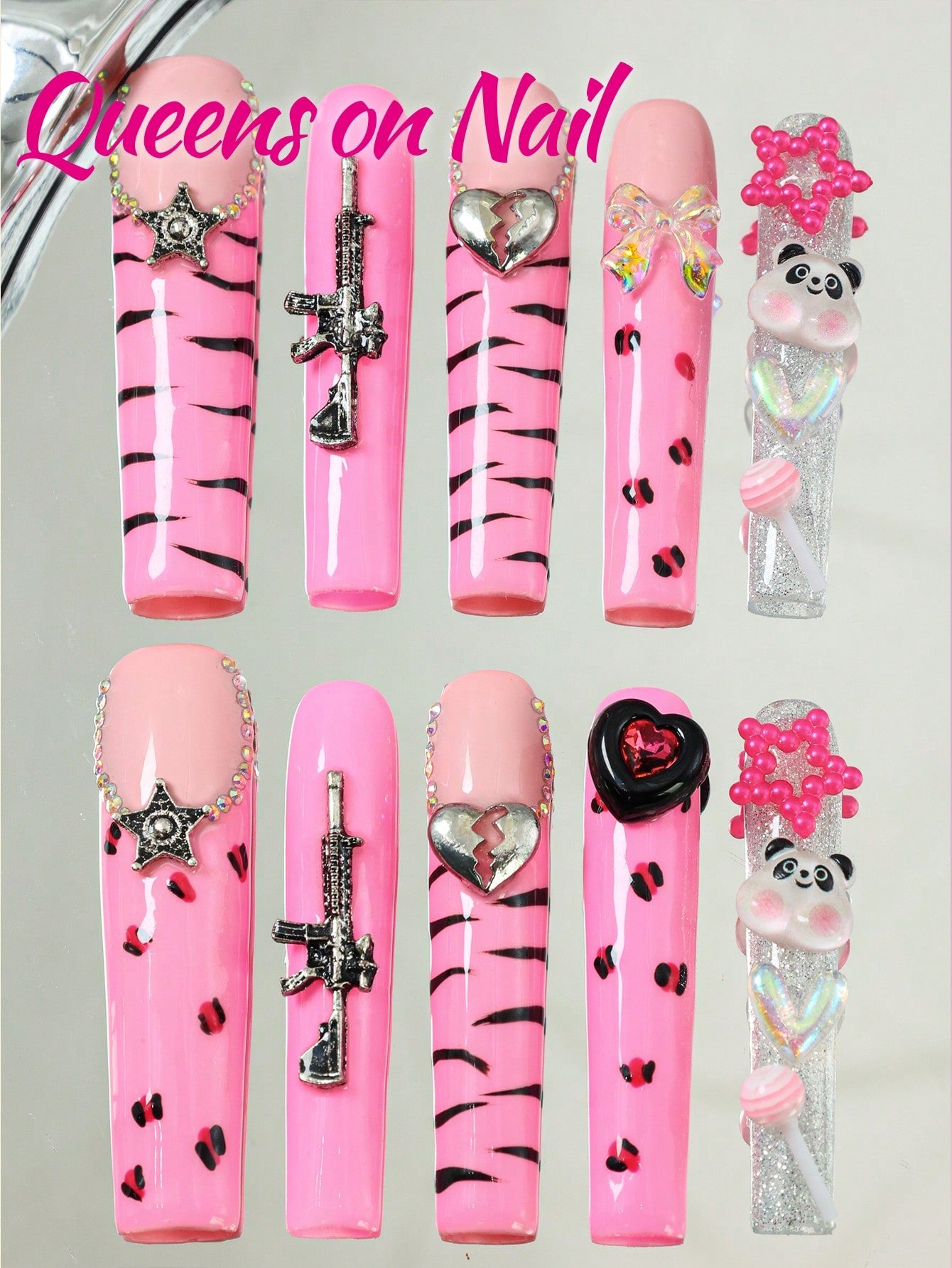 10pcs Handmade Pressed on Fake Nails Y2K