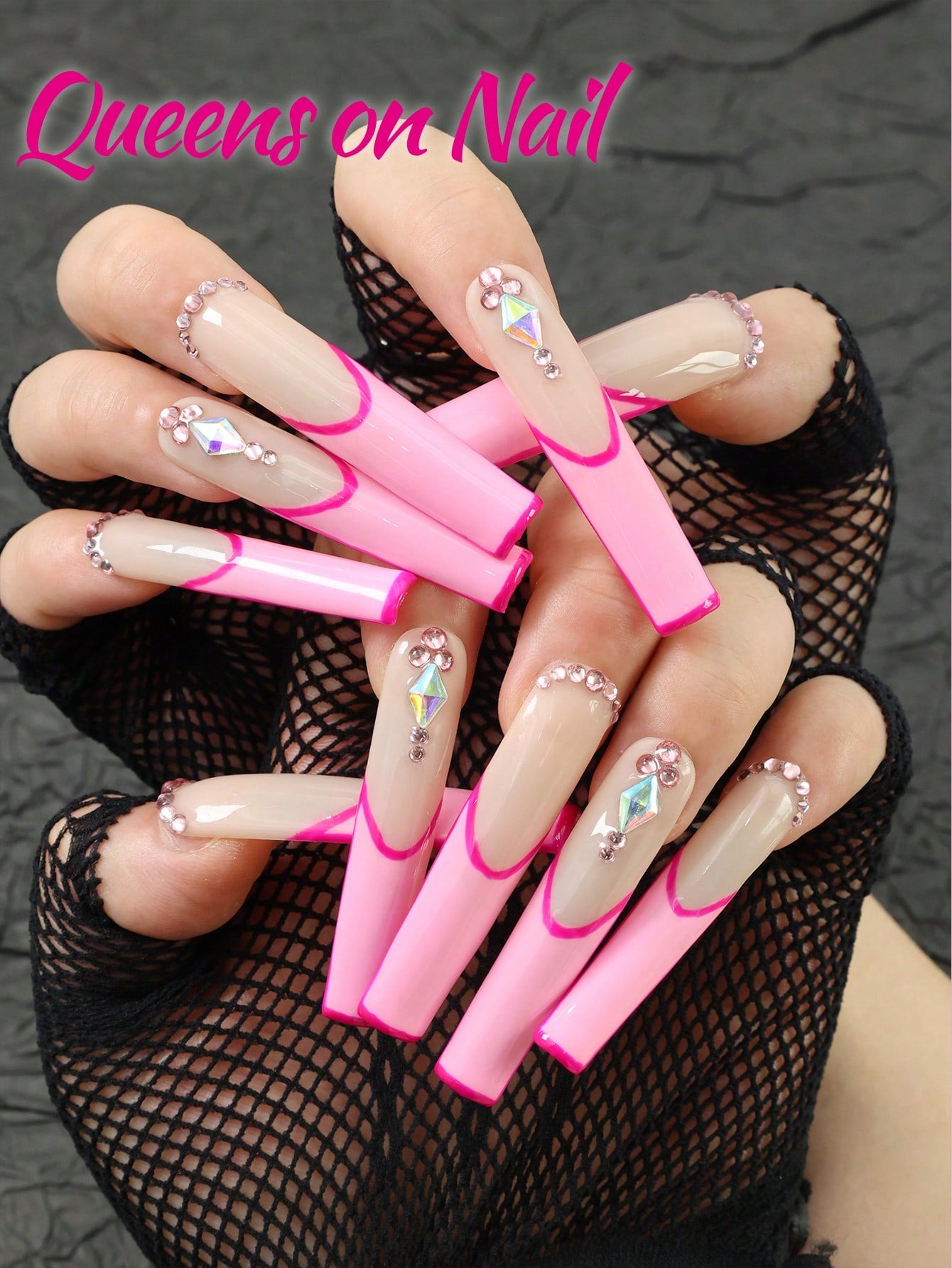10Pcs Handmade Press on Pink Fake Nails
