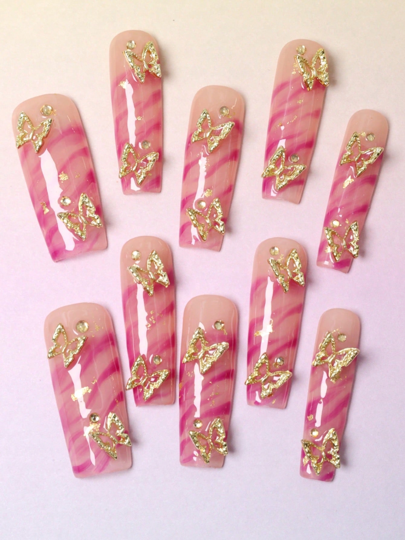10 Pcs  Handmade Press On Nails Purple Fake Nails