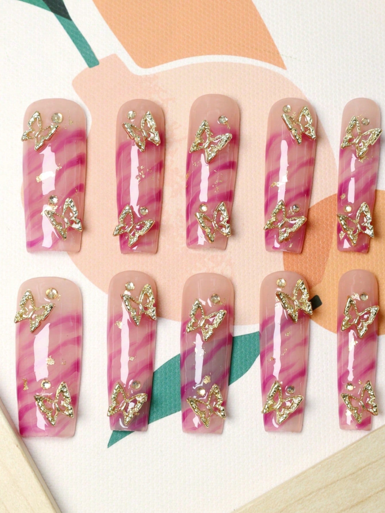 10 Pcs  Handmade Press On Nails Purple Fake Nails