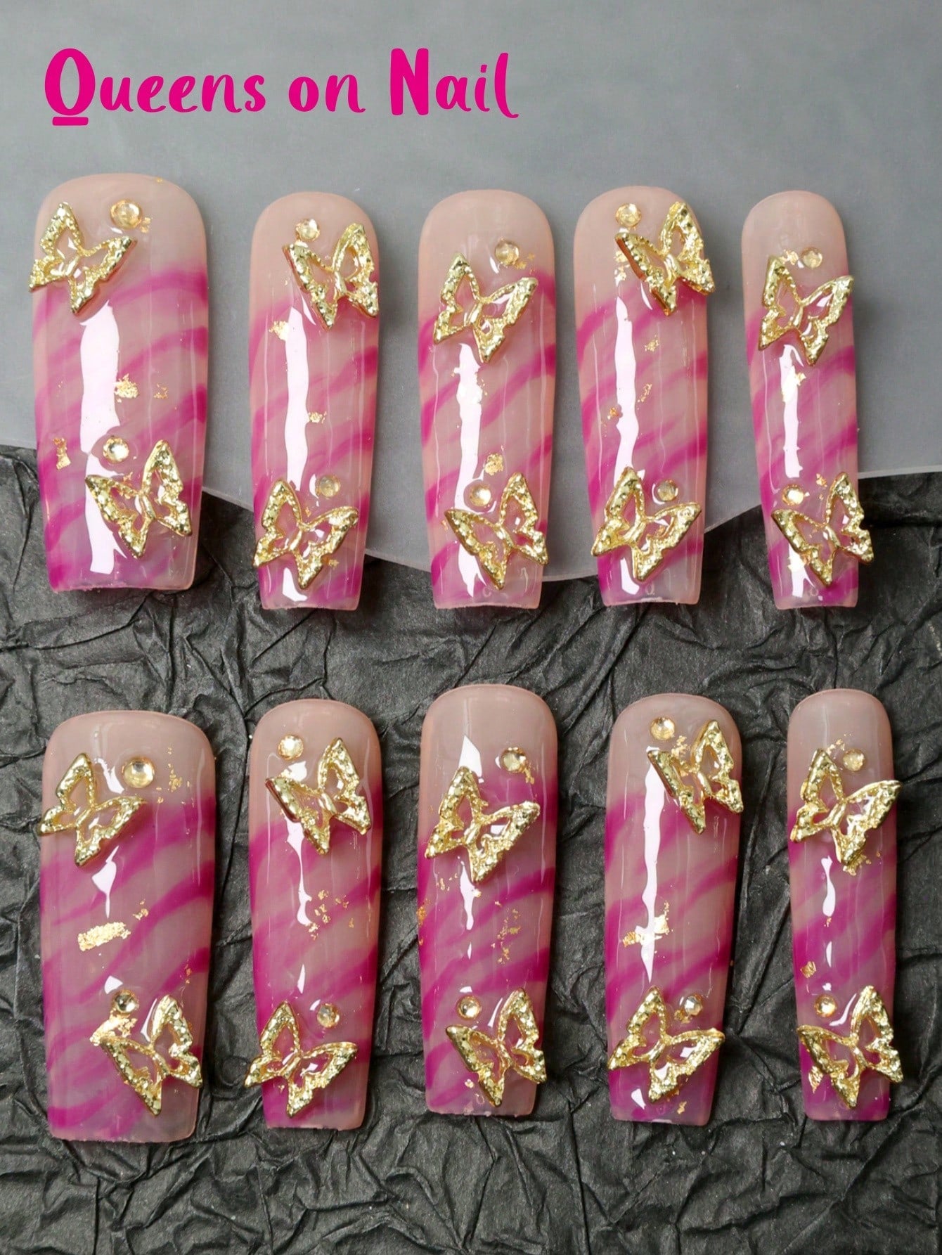 10 Pcs  Handmade Press On Nails Purple Fake Nails