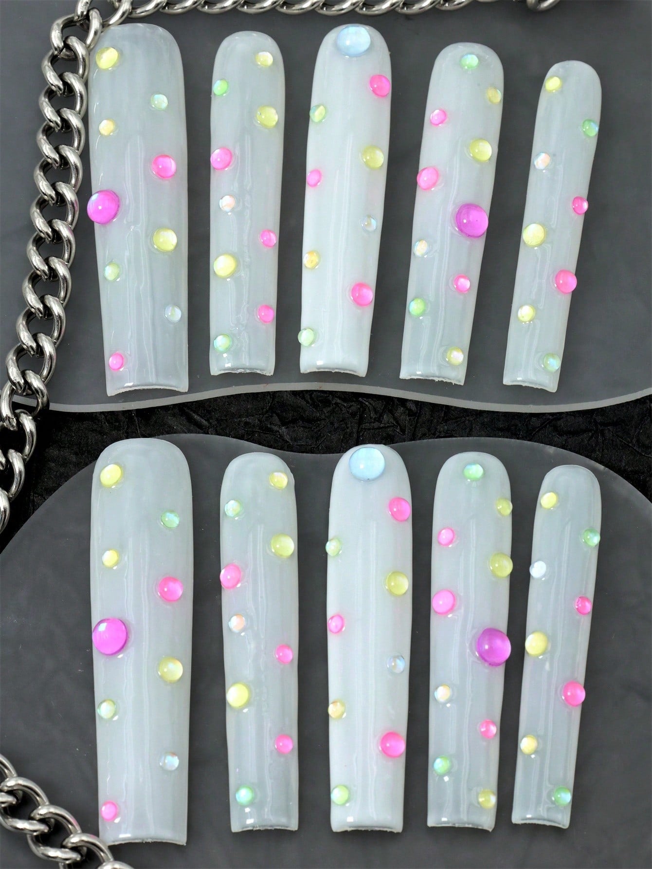 10 Pcs Handmade Press On Nails white Fake Nails