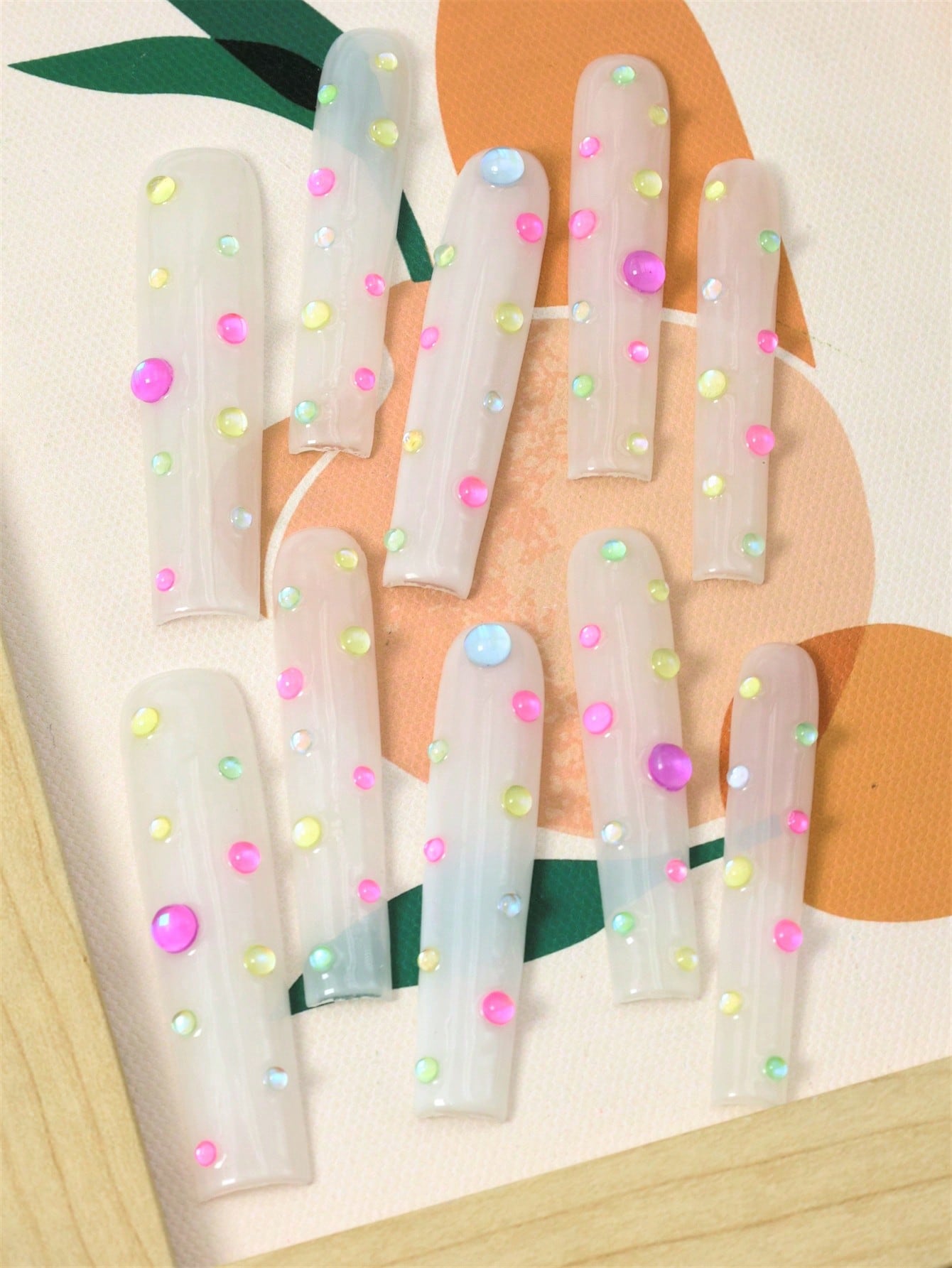 10 Pcs Handmade Press On Nails white Fake Nails