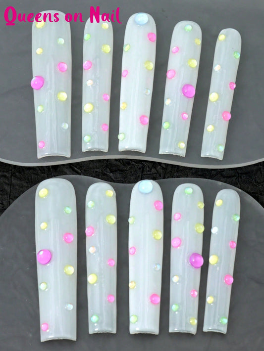 10 Pcs Handmade Press On Nails white Fake Nails