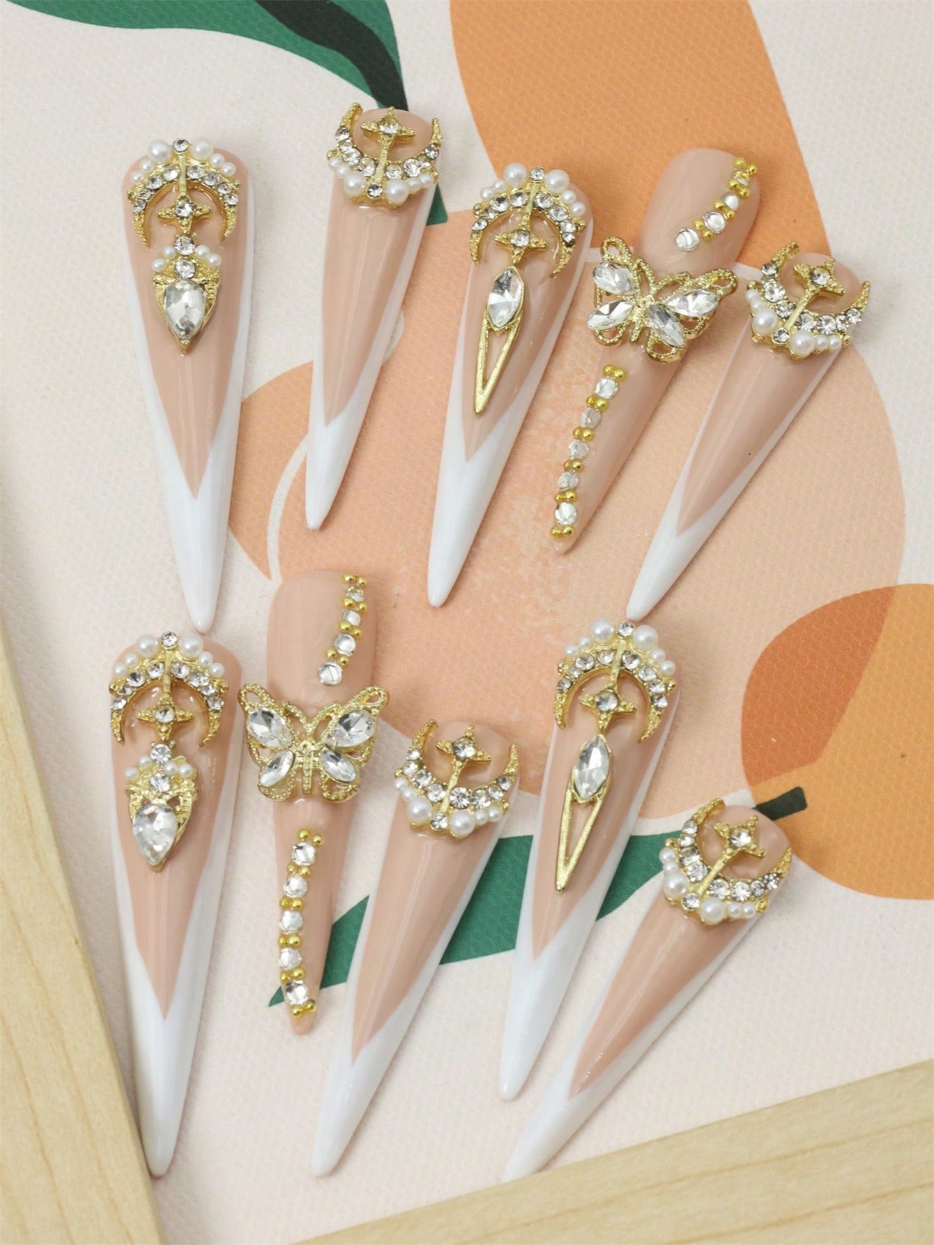 10 Pcs  Handmade Fake Nails nude Press On Nails