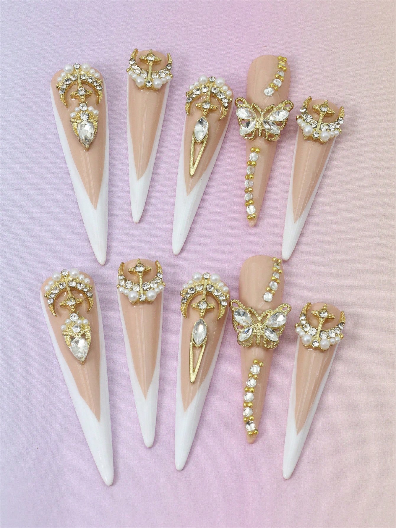 10 Pcs  Handmade Fake Nails nude Press On Nails