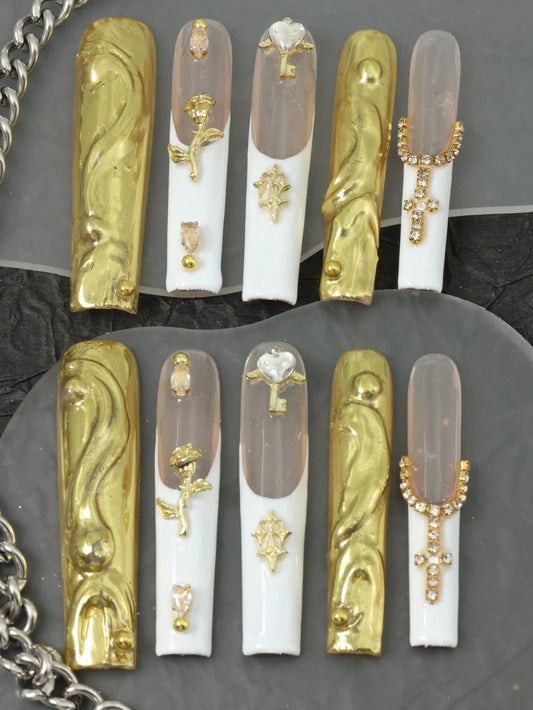 10 Pcs Handmade Fake Nails Press On Nails